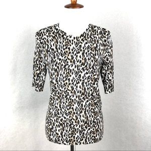 White House Black Market Leopard Print Blouse Top